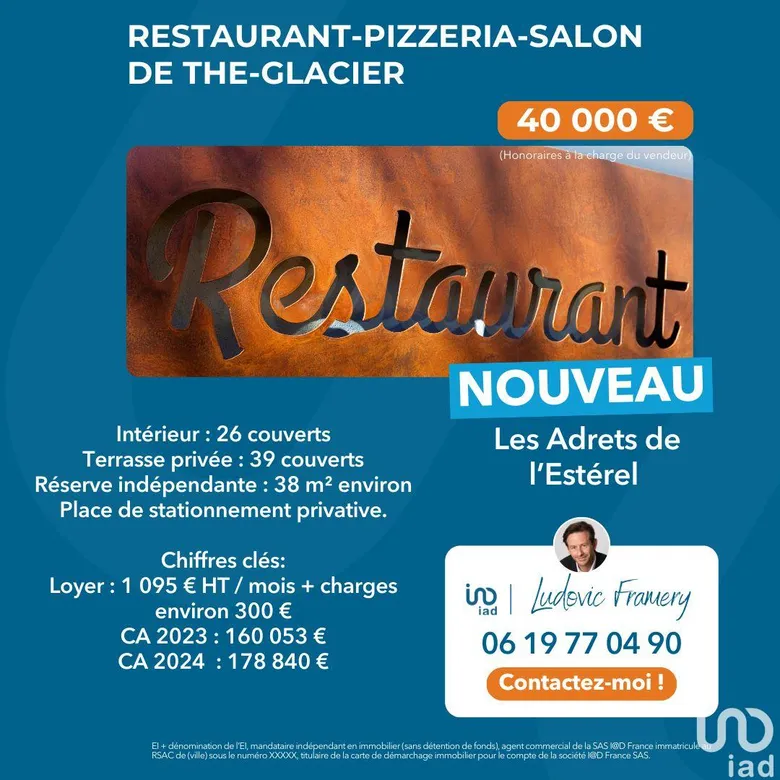 Restaurant à LES ADRETS-DE-L'ESTÉREL (83600) · 69 m² · 40 000 €