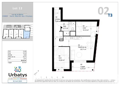 Apartment at SAINT-MARTIN-DES-CHAMPS (29600)