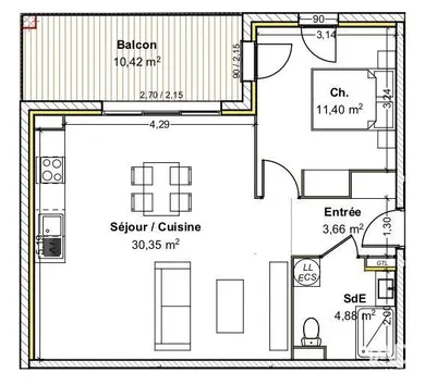 Appartement à BELLEVILLE (69220)