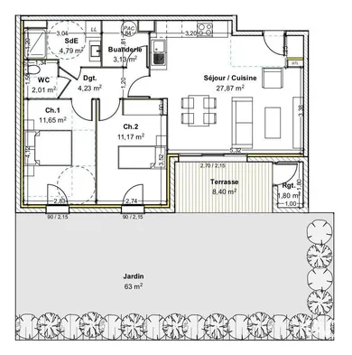 Appartement à GUÉREINS (01090)