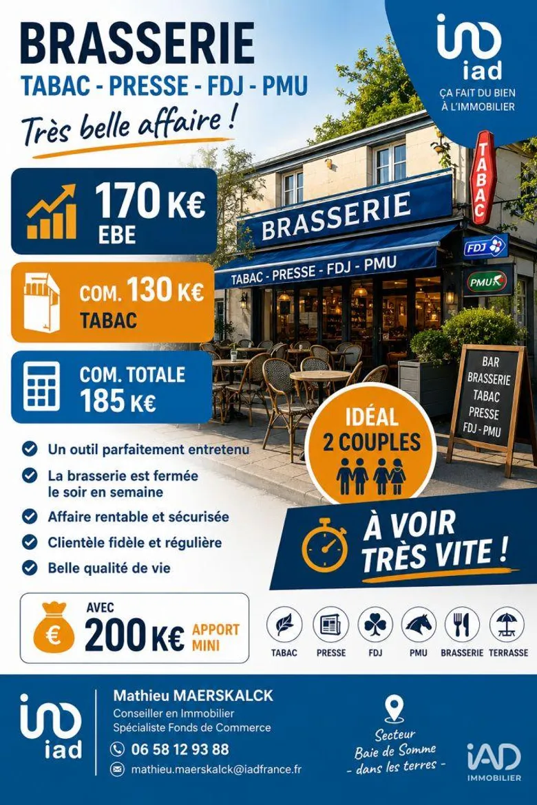 Bar-tabac à ALBERT (80300) · 1 m² · 654 000 €