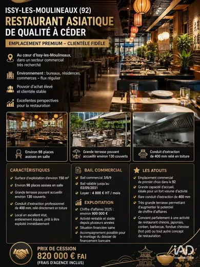 Restaurant à ISSY-LES-MOULINEAUX (92130)