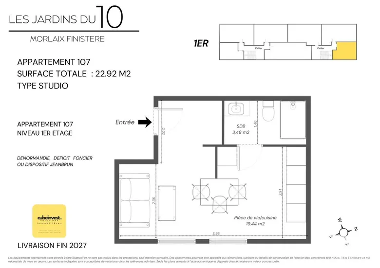 Appartement 1 pièce 23 m² · à Morlaix · 23 m² · 97 842 €