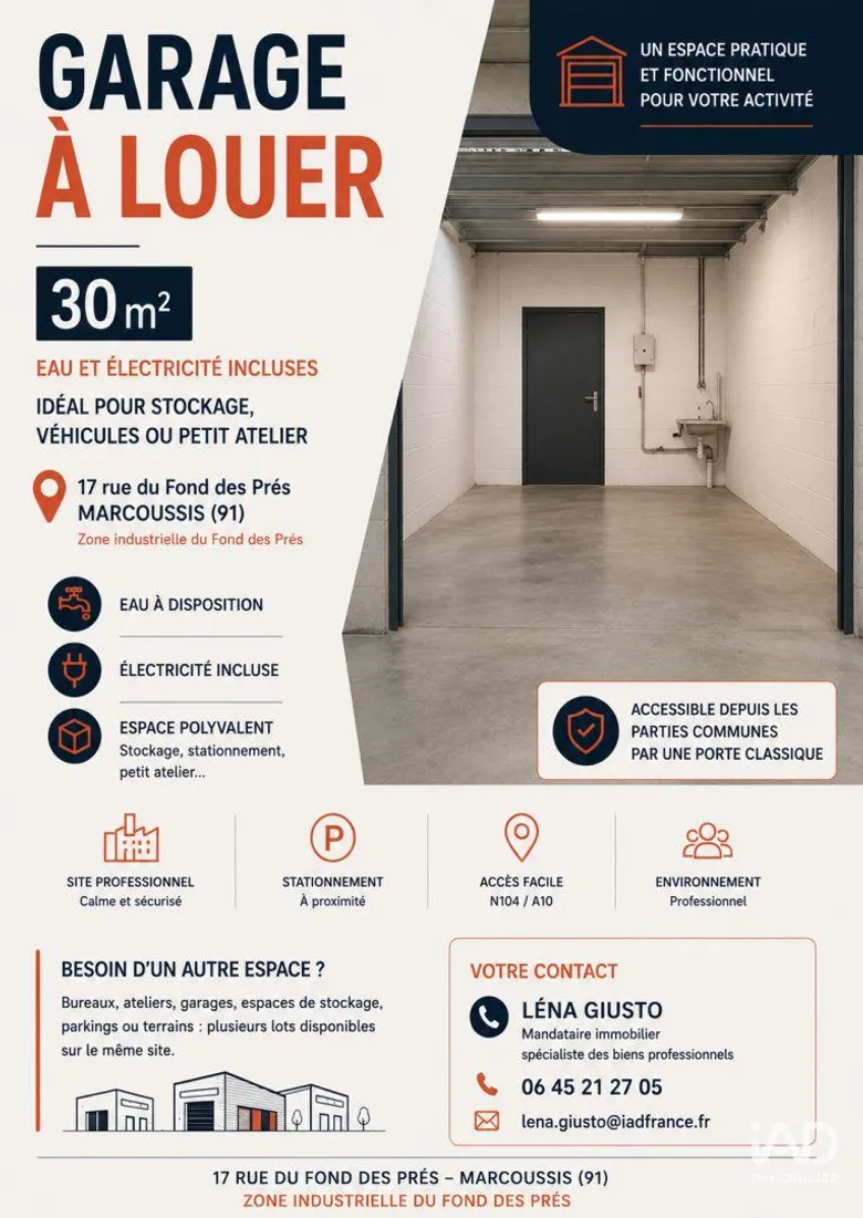 Hangar à MARCOUSSIS (91460) · 30 m² · 646 €/mois