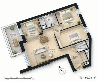 Appartement à DOUVRES-LA-DÉLIVRANDE (14440)