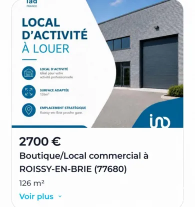 Local d’activité à ROISSY-EN-BRIE (77680)