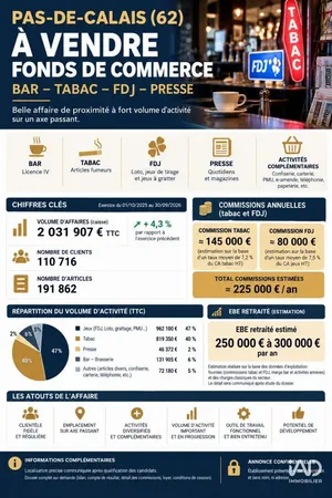 Bar-tabac à SAINTE-CATHERINE (62223)
