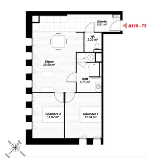 Appartement à Reims (51100)