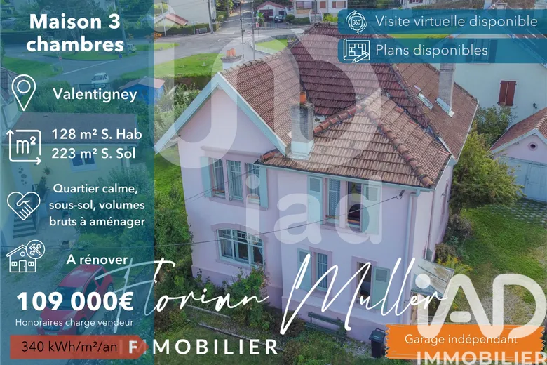 Maison 6 pièces 128 m² · à Valentigney · 128 m² · 109 000 €