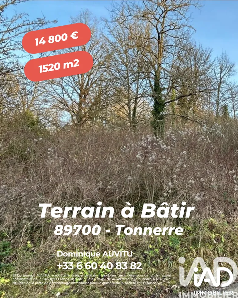 Terrain à bâtir à Tonnerre (89700) · 14 800 €