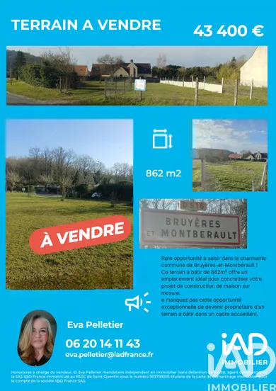 Terrain à bâtir à Bruyères-et-Montbérault (02860)