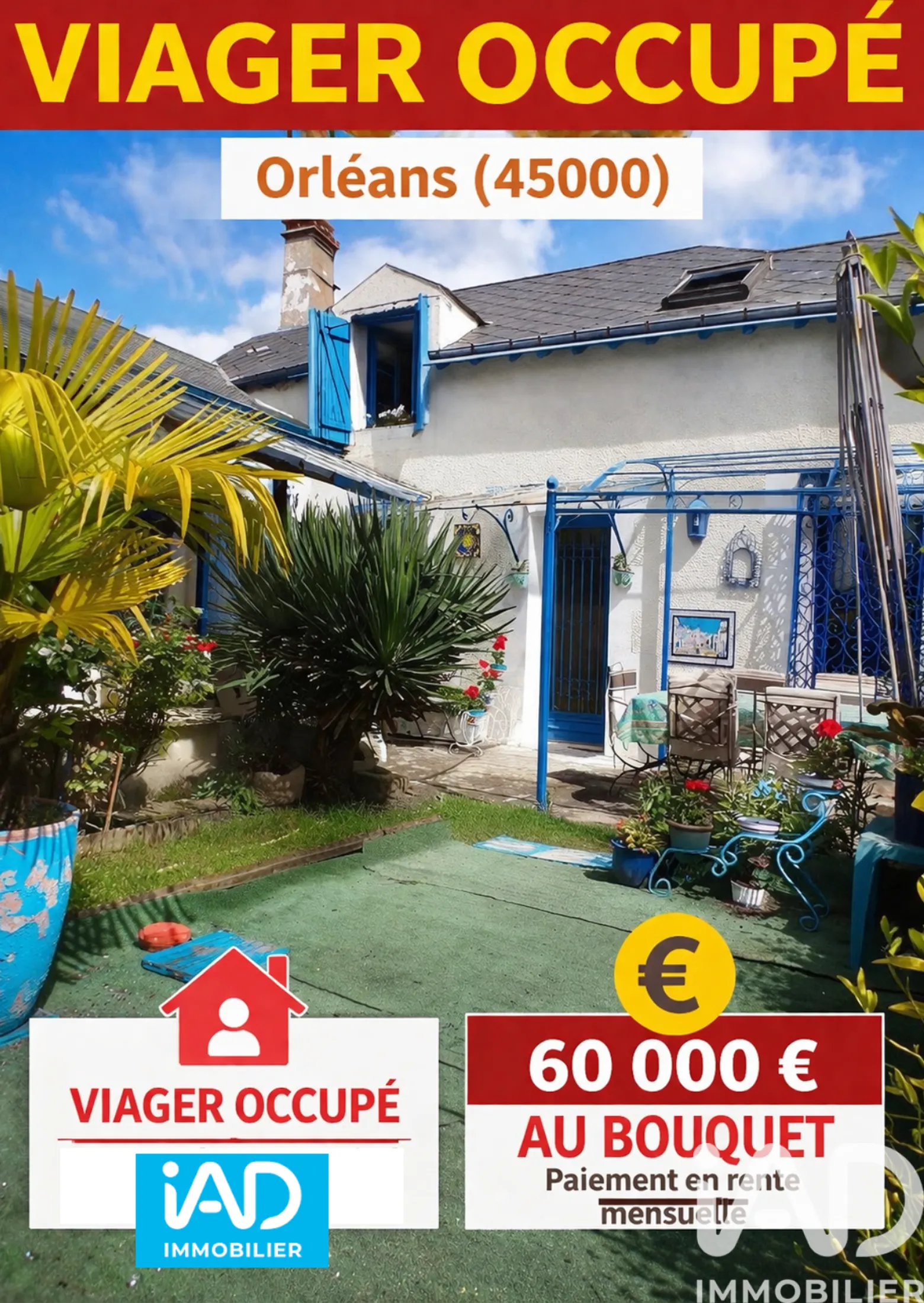 Vente maison à Orléans (45000) : maison de ville 3 pièces 73 m²