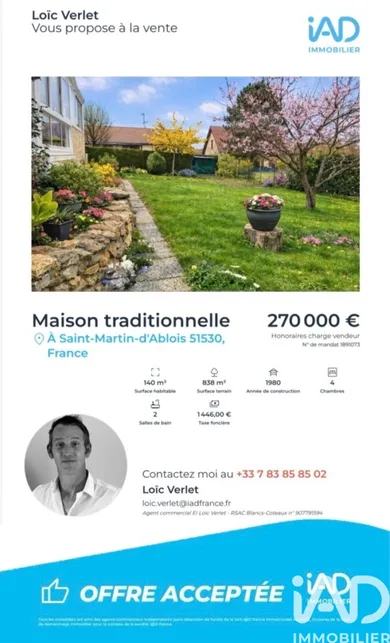 Maison traditionnelle à Saint-Martin-d'Ablois (51530)
