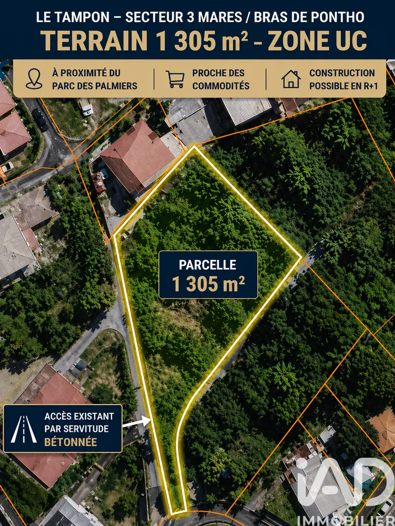 Terrain 1305 m² · à Le Tampon · 1 305 m² · 313 200 €