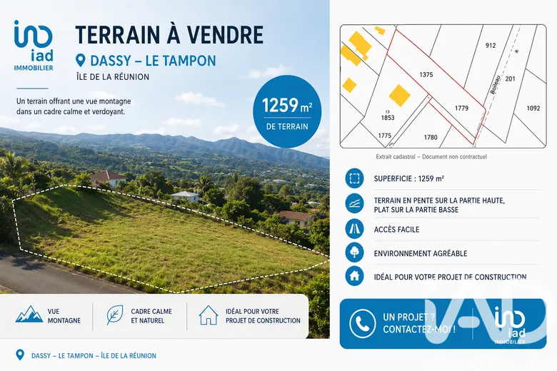 Terrain 1259 m² · à Le Tampon · 1 259 m² · 210 000 €