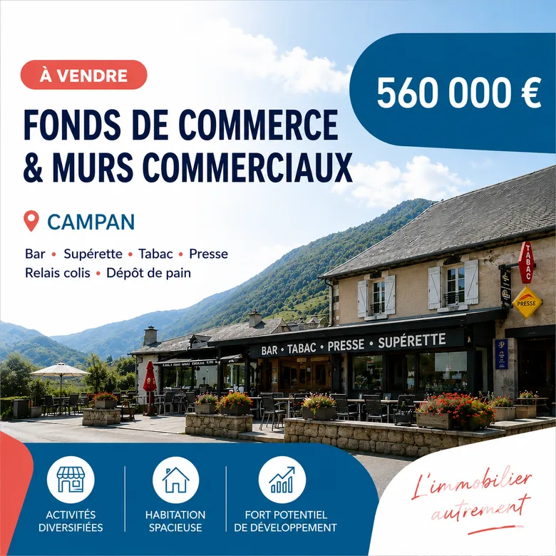 Bar, Brasserie, Tabac à Campan (65710) · 586 m² · 89 600 €
