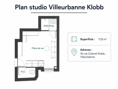 Studio in Villeurbanne (69100)