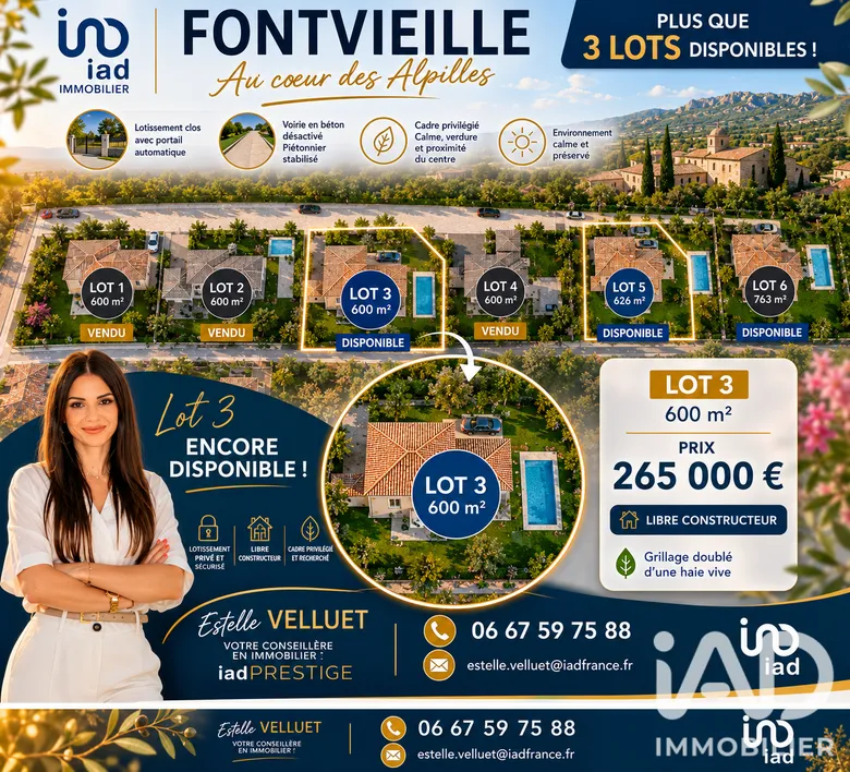 Terrain à bâtir à Fontvieille (13990) · 265 000 €