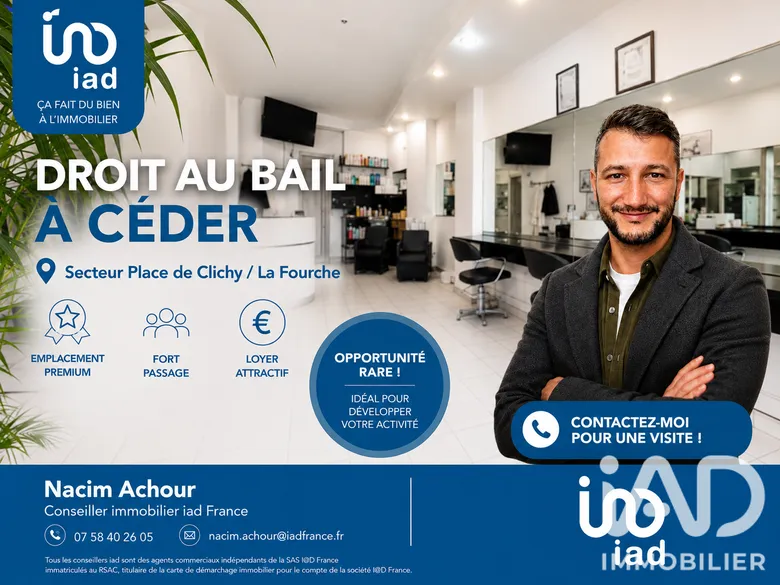 Droit au bail à Paris (75017) · 30 m² · 56 000 €