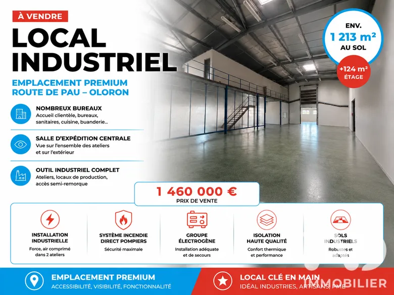 Murs commerciaux à Oloron-Sainte-Marie (64400) · 337 m² · 1 460 000 €