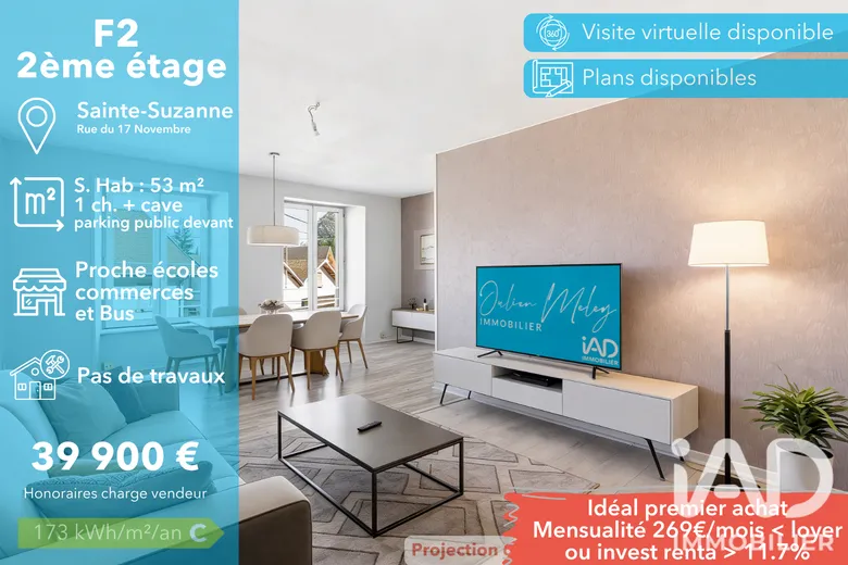 Appartement 2 pièces 53 m² · à Sainte-Suzanne · 53 m² · 39 900 €