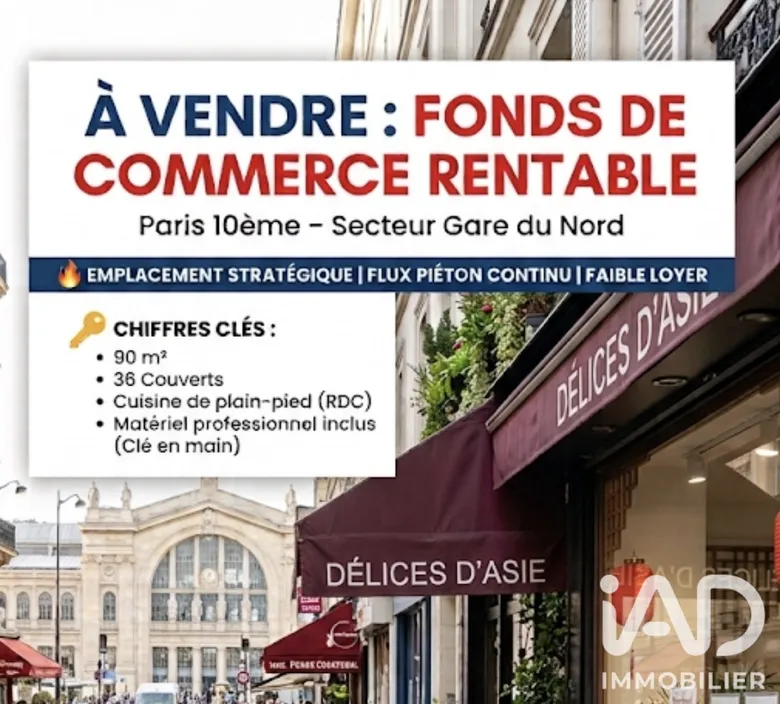 Restaurant à Paris (75010) · 90 m² · 295 000 €