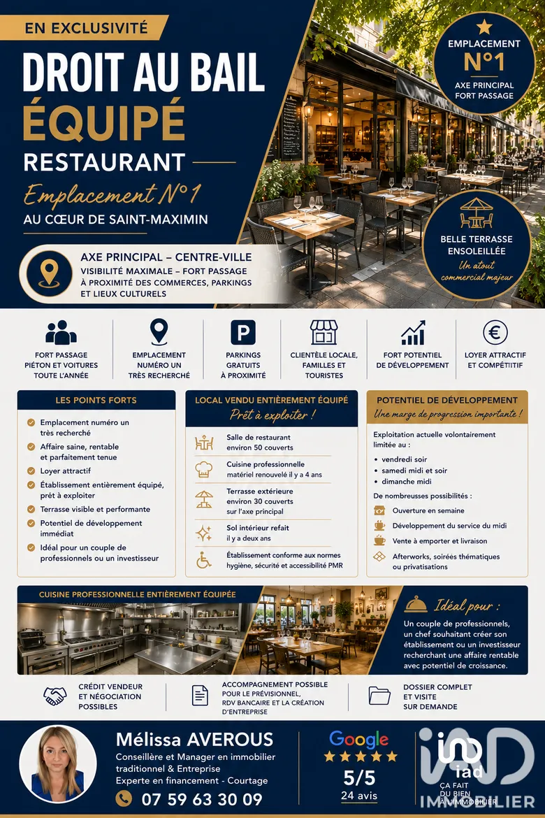 Restaurant à Saint-Maximin-la-Sainte-Baume (83470) · 100 m² · 39 200 €
