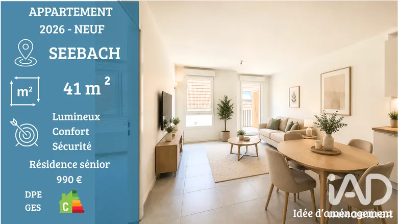 Appartement 2 pièces 41 m² · à Seebach · 41 m² · 990 €/mois