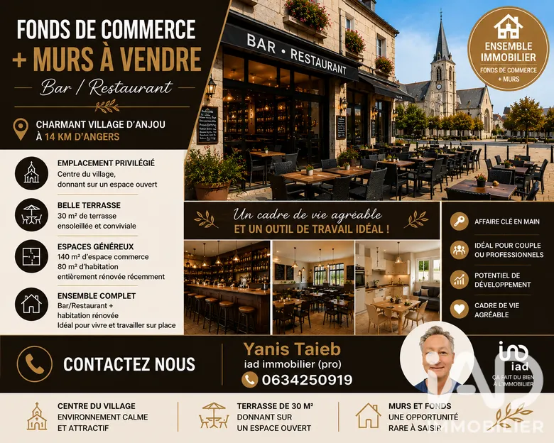 Restaurant à Briollay (49125) · 320 m² · 88 640 €