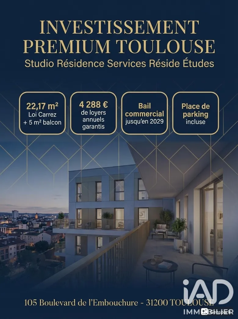Appartement 1 pièce 22 m² · à Toulouse · 22,2 m² · 109 000 €