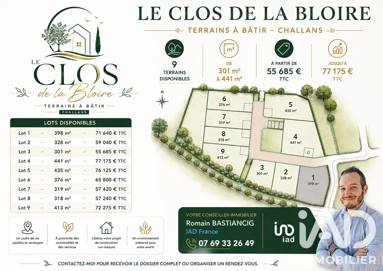 Terrain à bâtir à Challans (85300) · 71 640 €