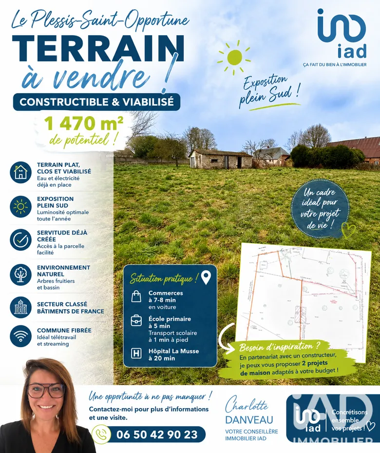 Terrain 1470 m² · au Plessis-Sainte-Opportune · 35 500 €