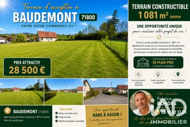 Terrain à bâtir à Baudemont (71800)