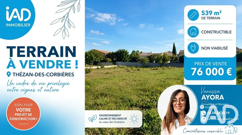 Terrain à bâtir à Thézan-des-Corbières (11200) · 76 000 €