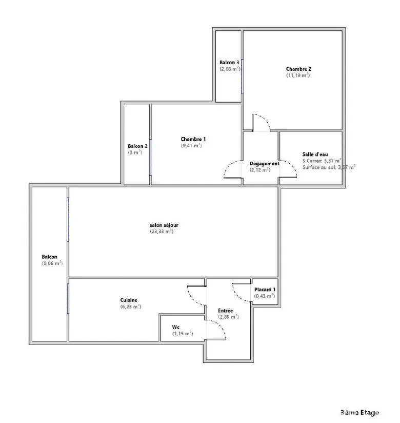 Appartement 3 pièces 60 m² · à Viry-Châtillon · 60 m² · 241 000 €