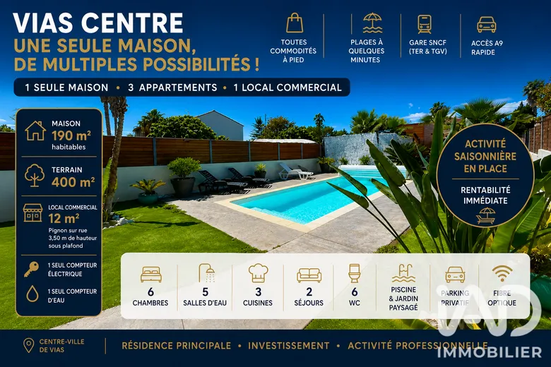 Maison 9 pièces 195 m² · à Vias · 195 m² · 497 000 €