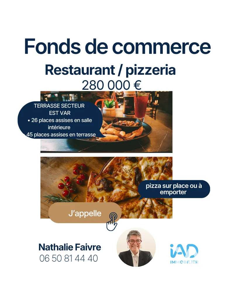 Restaurant à Les Adrets-de-l'Estérel (83600) · 65 m² · 279 999 €