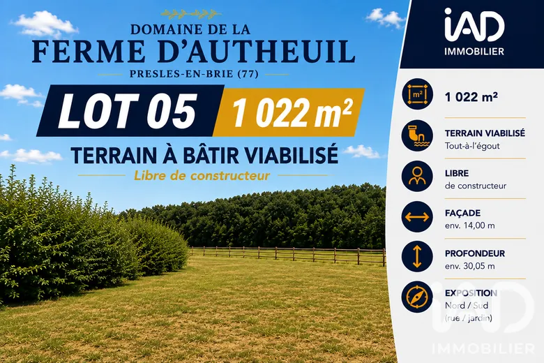 Terrain à bâtir à Presles-en-Brie (77220) · 173 250 €