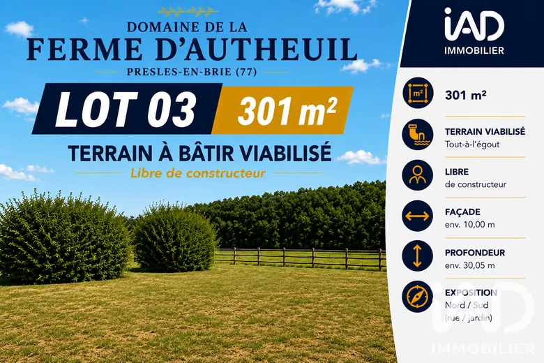 Terrain à bâtir à Presles-en-Brie (77220) · 152 250 €