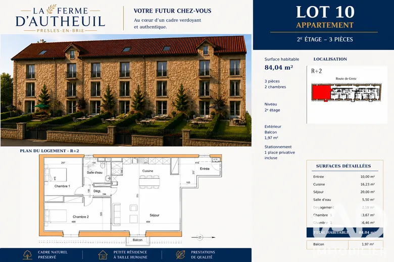 Appartement 3 pièces 84 m² · à Presles-en-Brie · 84 m² · 218 500 €