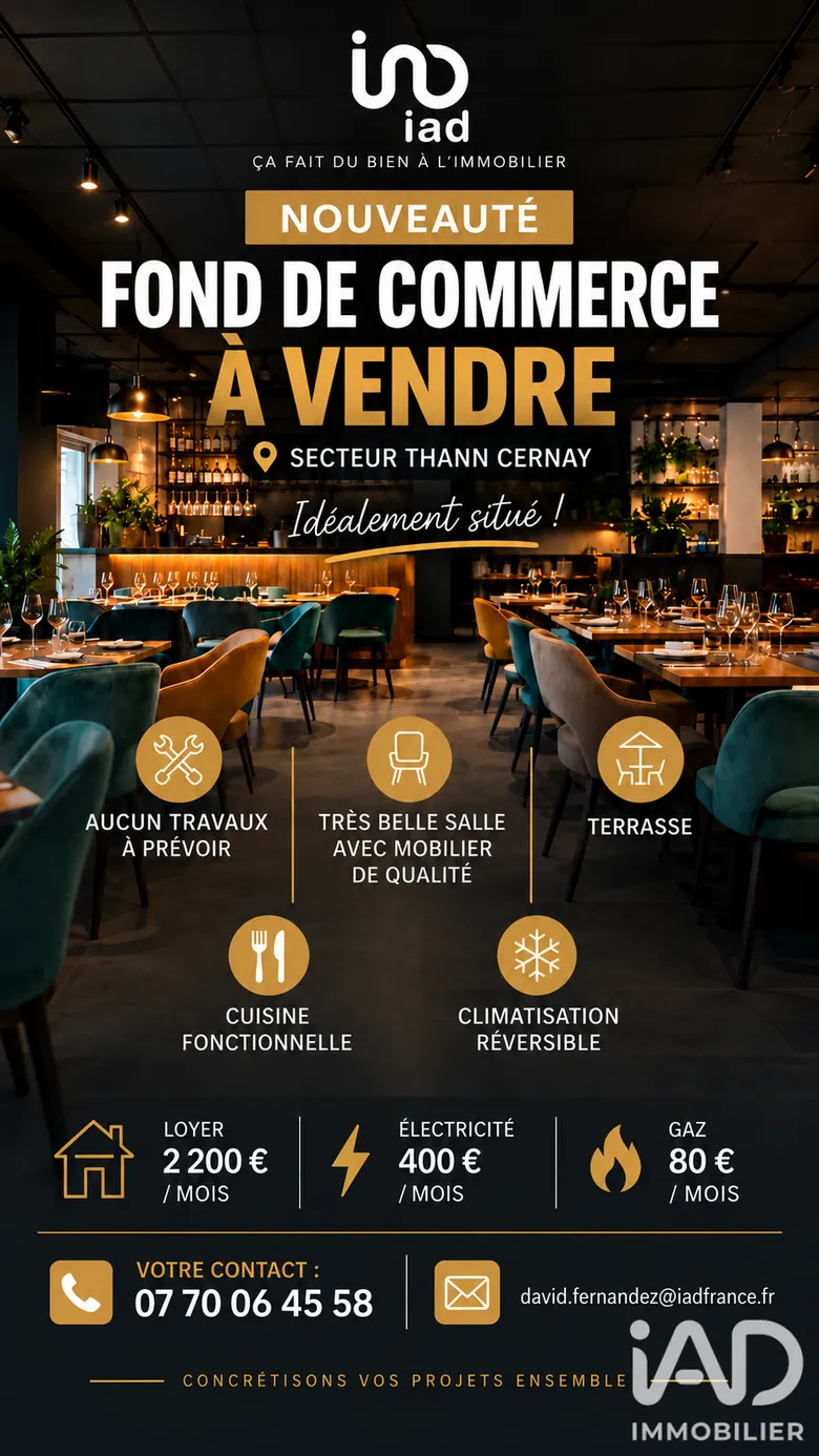 Restaurant à Cernay (68700) · 122 m² · 139 011 €