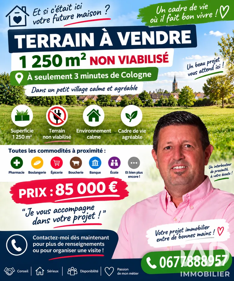 Terrain à bâtir à Cologne (32430) · 75 000 €