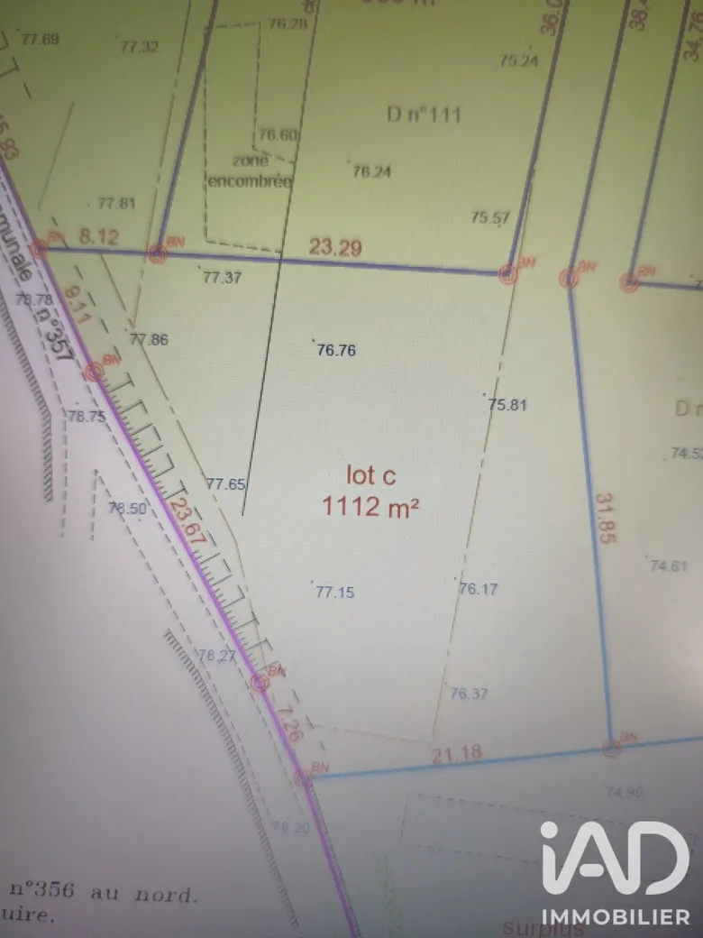 Terrain à bâtir à Chinon (37500) · 59 600 €