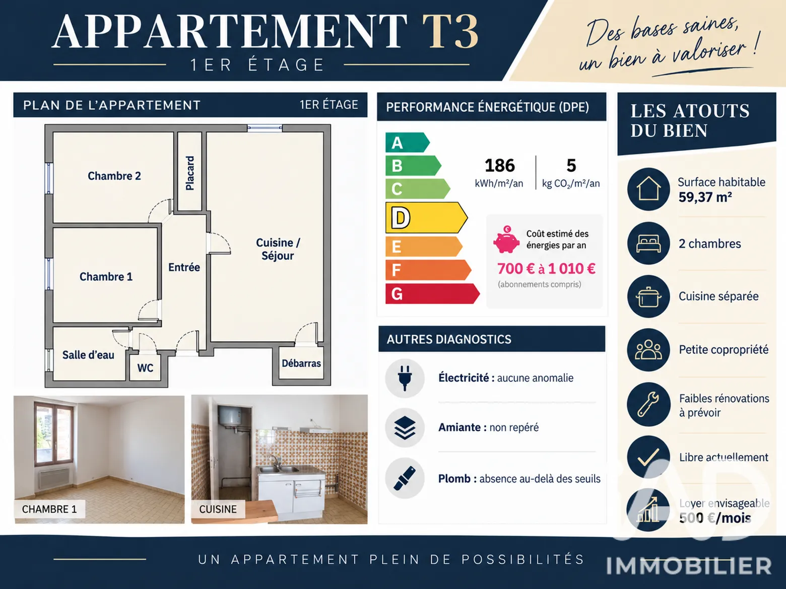 Vente appartement à Montval-sur-Loir (72500) : appartement 3 pièces 59 m² - 2105389 — 2