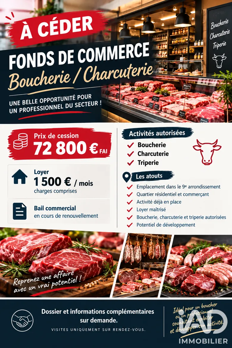 Local commercial 50 m² · à Paris · 50 m² · 72 800 €