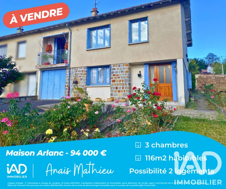 Maison 4 pièces 116 m² · à Arlanc · 116 m² · 94 000 €