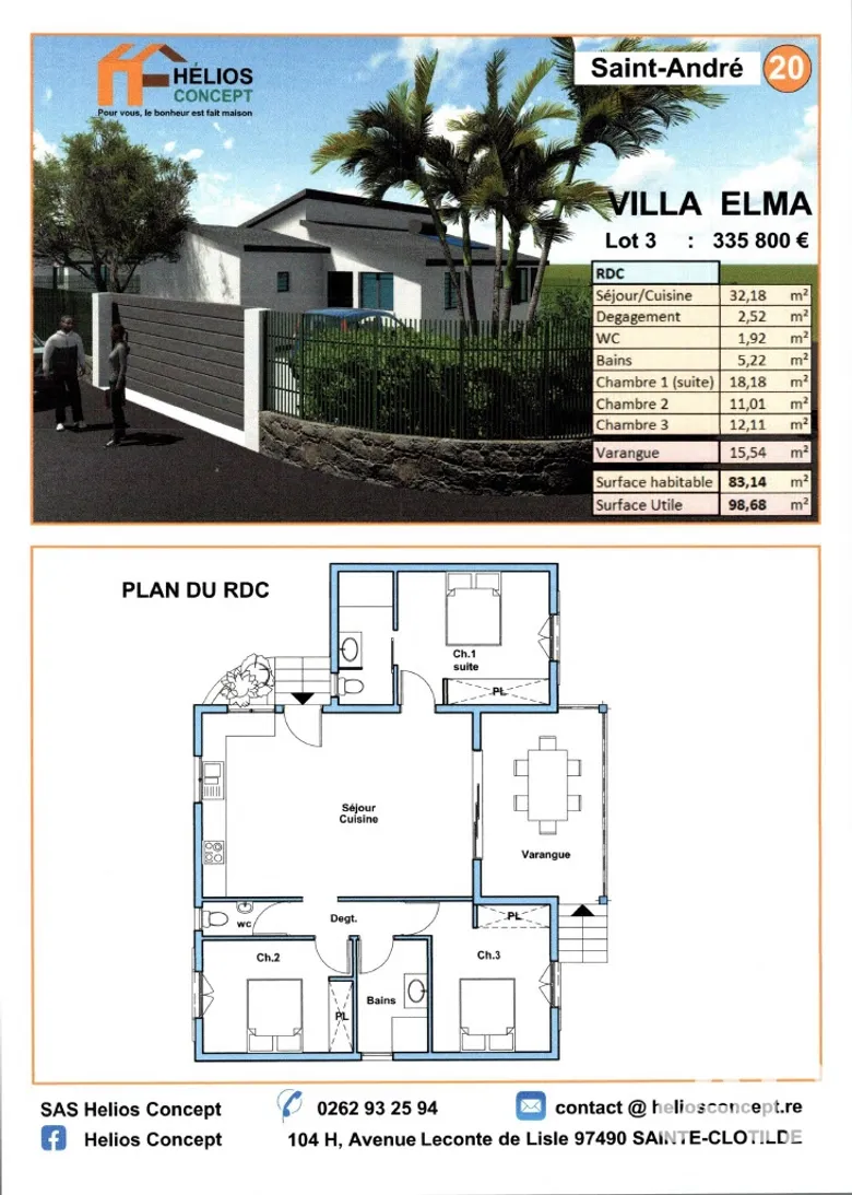 Maison 5 pièces 100 m² · à Saint-André · 100 m² · 335 000 €