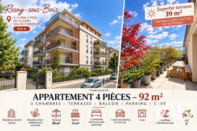 Appartement 4 pièces 92 m² · à Rosny-sous-Bois · 92 m² · 395 000 €