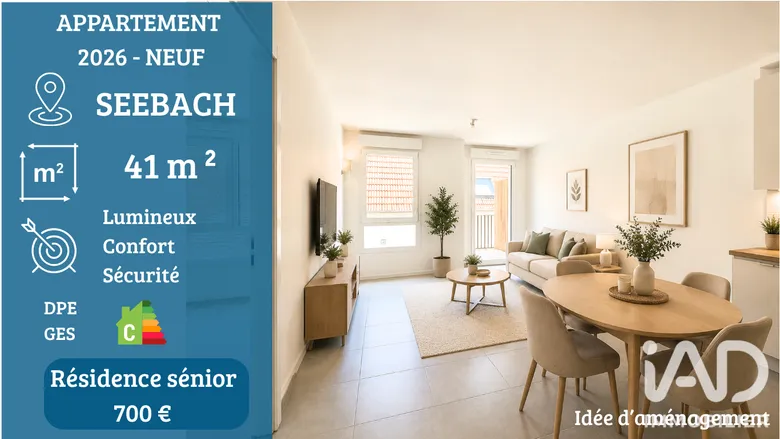 Appartement 2 pièces 41 m² · à Seebach · 41 m² · 700 €/mois