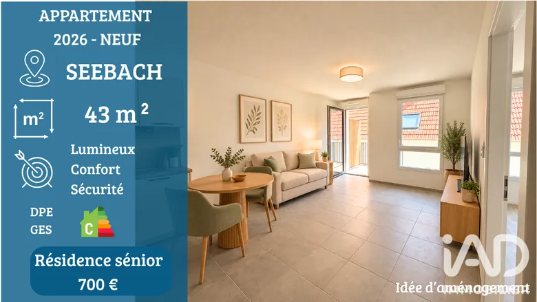 Appartement 2 pièces 44 m² · à Seebach · 43,6 m² · 700 €/mois